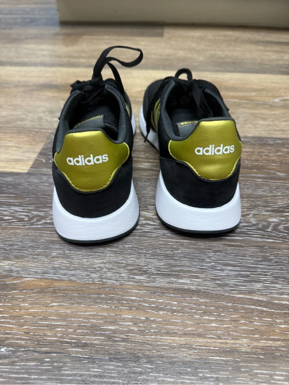 Women’s adidas Run 60s 2.0 Black Gold NWOB Model GX1714 Sz 10